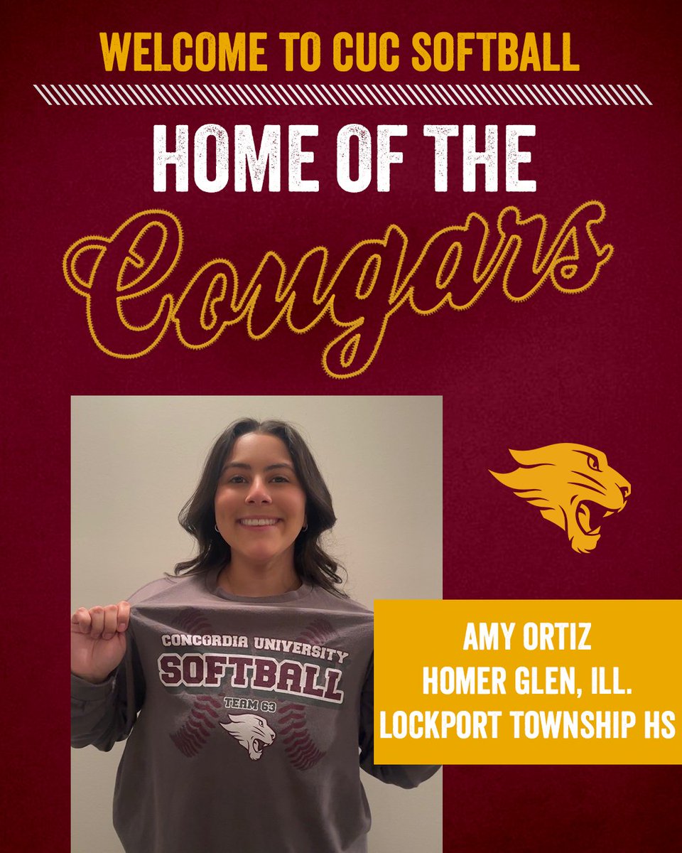 cucsoftball's tweet photo. Who’s excited to welcome another new family member for the 2027 season❓ 

Give it up for our catcher/third baseman/middle infielder from Homer Glen, Illinois.  

Welcome to the CUC Family, Amy Ortiz! https://t.co/V8sBdYPF1s