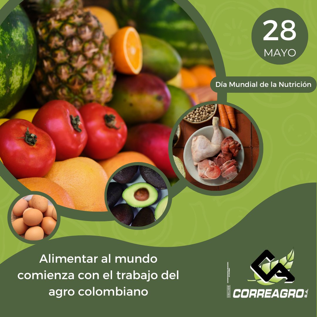 Correagro's tweet photo. 🥗🌎 #DíaMundialDeLaNutrición |

Una buena nutrición comienza con alimentos de calidad y con el trabajo de miles de personas en el campo colombiano.

Hoy reconocemos la importancia del agro en el bienestar y la salud de las familias.

#Correagro #AgroColombiano https://t.co/ZPmfowrYt8