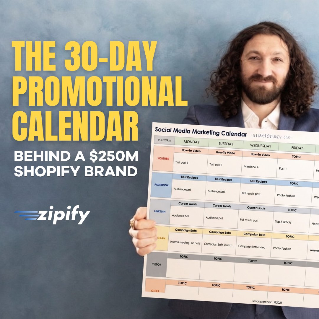 zipifyapps's tweet photo. If your CPAs keep climbing no matter how much you optimize your ads, ask yourself this:

Are you trying to sell to cold traffic or warm?

Most Shopify brands run a sale. It works okay, so they run another one. Then another.

Each time paying to reach people who don't know them, don't trust them, and have no real reason to buy.

Each sale the CPA’s continue to climb. 

So they tweak the creative. Test new copy. Adjust the targeting.

But the truth is, you can't out-optimize cold traffic. Warm audiences convert. Cold ones don't.

So the key to scaling profitably isn’t to run better ads. It’s to build warm audiences BEFORE the sale ever drops.

3 weeks of content that earns trust and engagement, then 1 week of promotion results in:

Lower CPAs. Higher ROAS. A sale that actually performs.

Ezra Firestone runs this exact system at BOOM! Beauty, a $250M Shopify brand. See his exact 30 day promotional calendar: https://t.co/nNhdcLBV8q

#contentmarketing #promotions #marketing #shopify #ecommerce #upsell #business