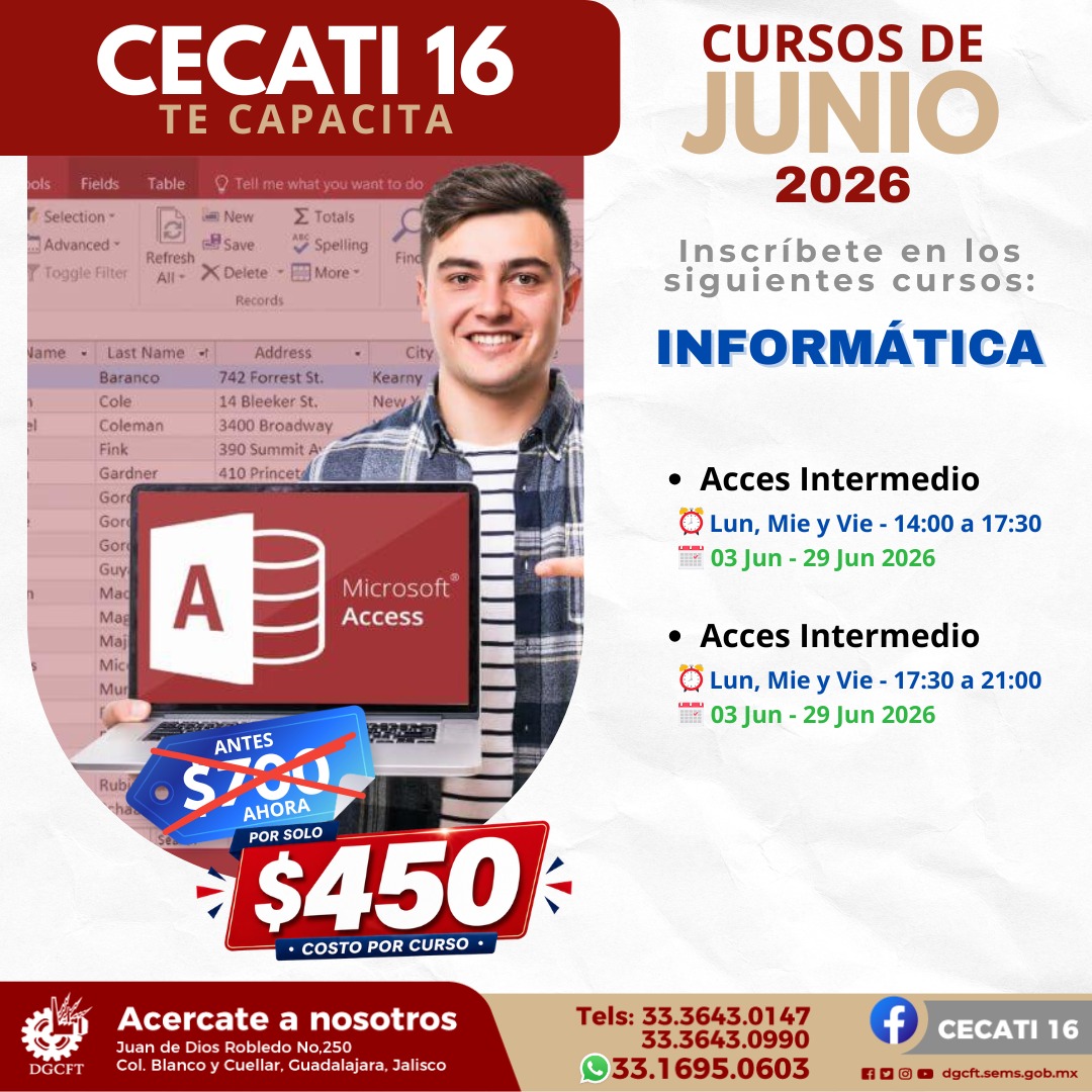 Cecati16's tweet photo. ¡En JUNIO aprende algo nuevo! 😃
En CECATI 16  Cursos de Junio 2026.
👉Desde solo $450 por curso, (Soldadura y Pailería $850). 33 3643 0147 | 33 3643 0990 WhatsApp: 33 1695 0603.
👉Visítanos en:
Juan de Dios Robledo No. 250
Col. Blanco y Cuéllar, Guadalajara, Jalisco. https://t.co/L61IBoHqbs