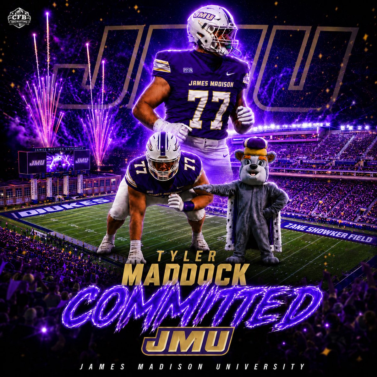 CFBrc610's tweet photo. BREAKING: 2027 OT Tyler Maddock is committing to @JMUFootball
-
Maddock attends Tabb HS in VA. He chooses the Dukes over schools like Syracuse and Old Dominion.
-
Welcome Tyler home JMU fans! https://t.co/JQSVvehvNh