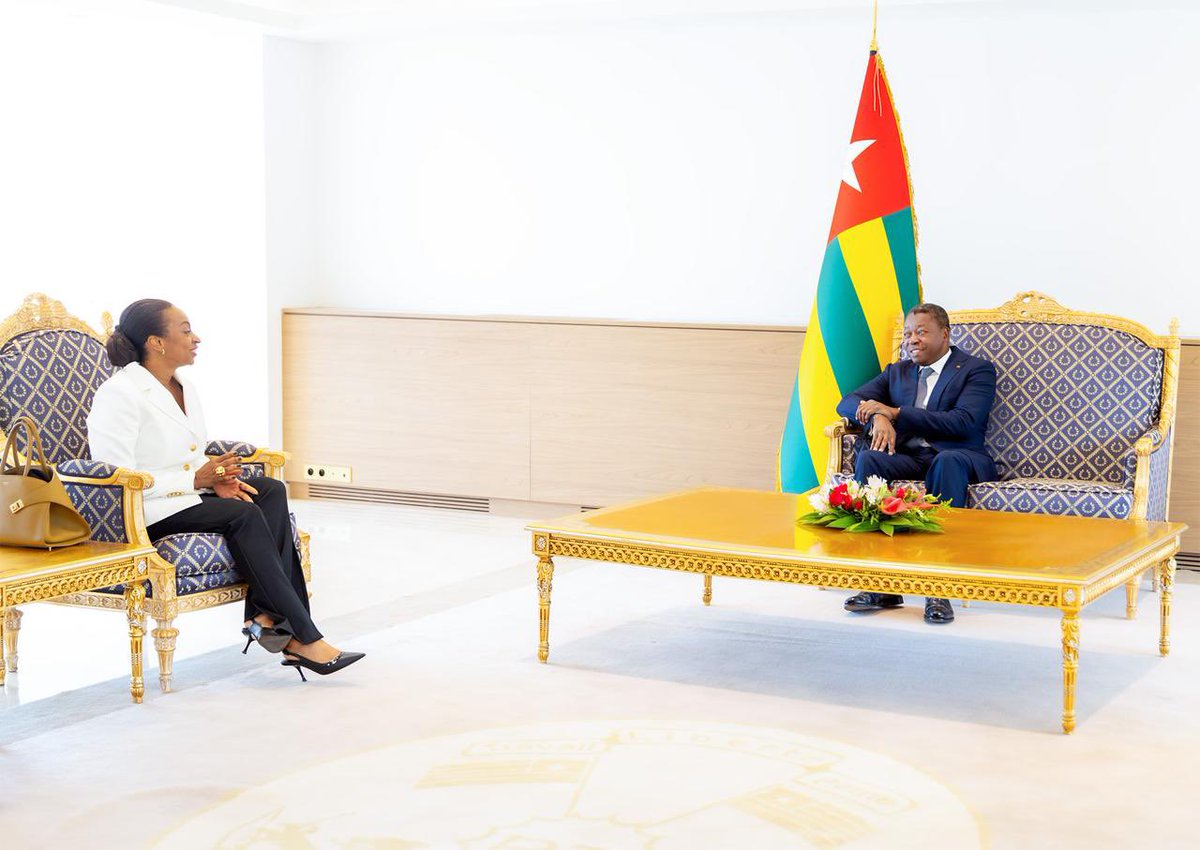 presidencecstg's tweet photo. En marge des travaux de la troisième édition du forum d’affaires Biashara Africa ouverts ce 18 mai 2026 à Lomé, le Président du Conseil, SEM @FEGnassingbe, a reçu la ministre nigériane de l’Industrie, du commerce et de l’investissement, Dr Jumoke Oduwole, prochaine présidente du Conseil des ministres de la Zone de libre-échange continentale africaine #ZLECAf

https://t.co/1azM42MHvk