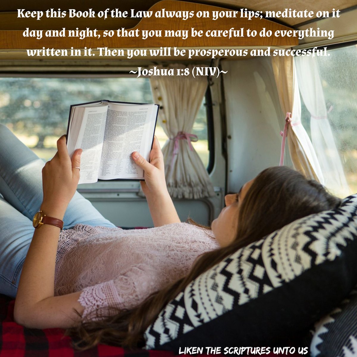 LikenScriptures's tweet photo. Keep this Book of the Law always on your lips; meditate on it day and night, so that you may be careful to do everything written in it. Then you will be prosperous and successful.
~Joshua 1:8 (NIV)
#Scripture #Bible #OldTestament #ComeFollowMe #ScriptureStudy #WordOfGod https://t.co/vnSgsIxgXK