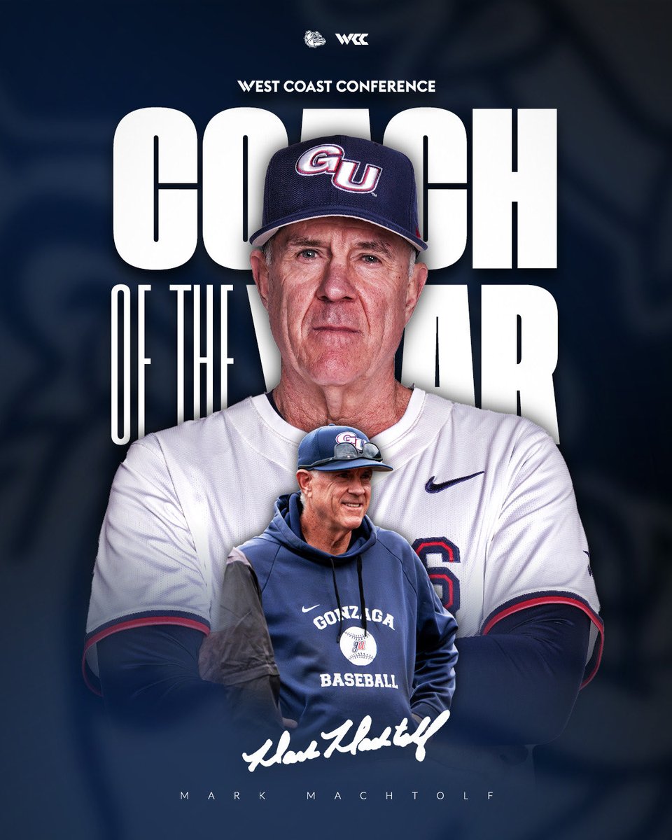 ZagBaseball's tweet photo. Congrats to coach Machtolf on his 6th WCC Coach of the Year award! #GDTBAZ https://t.co/zZQmcTCbrg