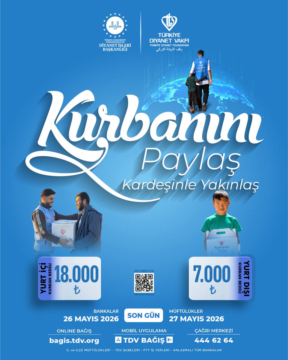 ErfelekMuftuluk's tweet photo. 📌 Kurban, Hz. İbrahim’in sadakati ve Hz. İsmail’in teslimiyetinin ifadesidir.

#KurbanınıPaylaş Kardeşinle Yakınlaş

👉Kurbanlarınızı TDV'mızın https://t.co/mE5e6bAxVf internet adresinden, #mobil bağış uygulamasından, #müftülüğümüzden #banka ve #PTT şubelerinden yapabilirsiniz. https://t.co/Nsj8R3r45S