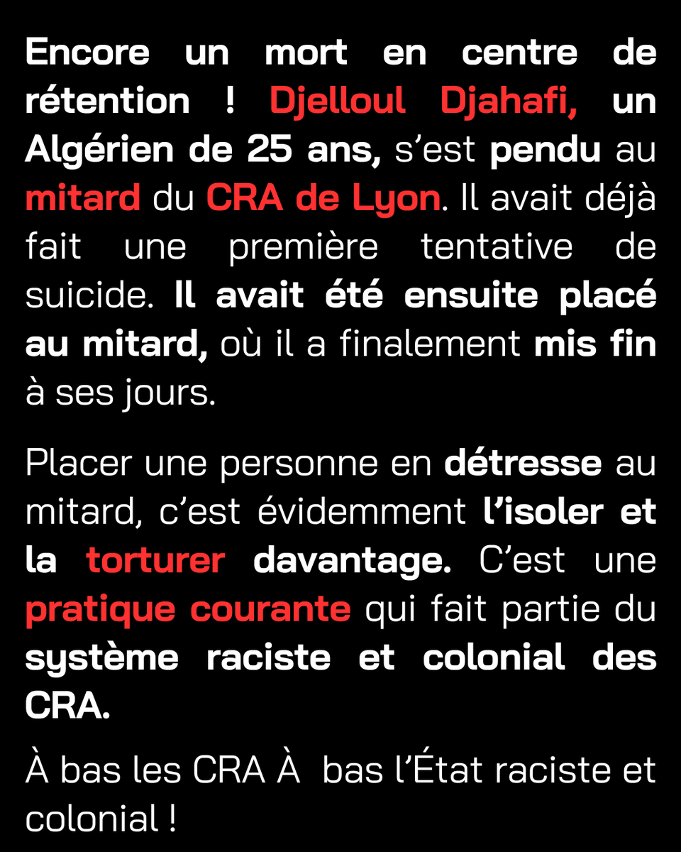 CraAnti's tweet photo. 🔴 LES CRA TUENT ! LE RACISME D'ÉTAT TUE ! https://t.co/WCeQypDgfy
