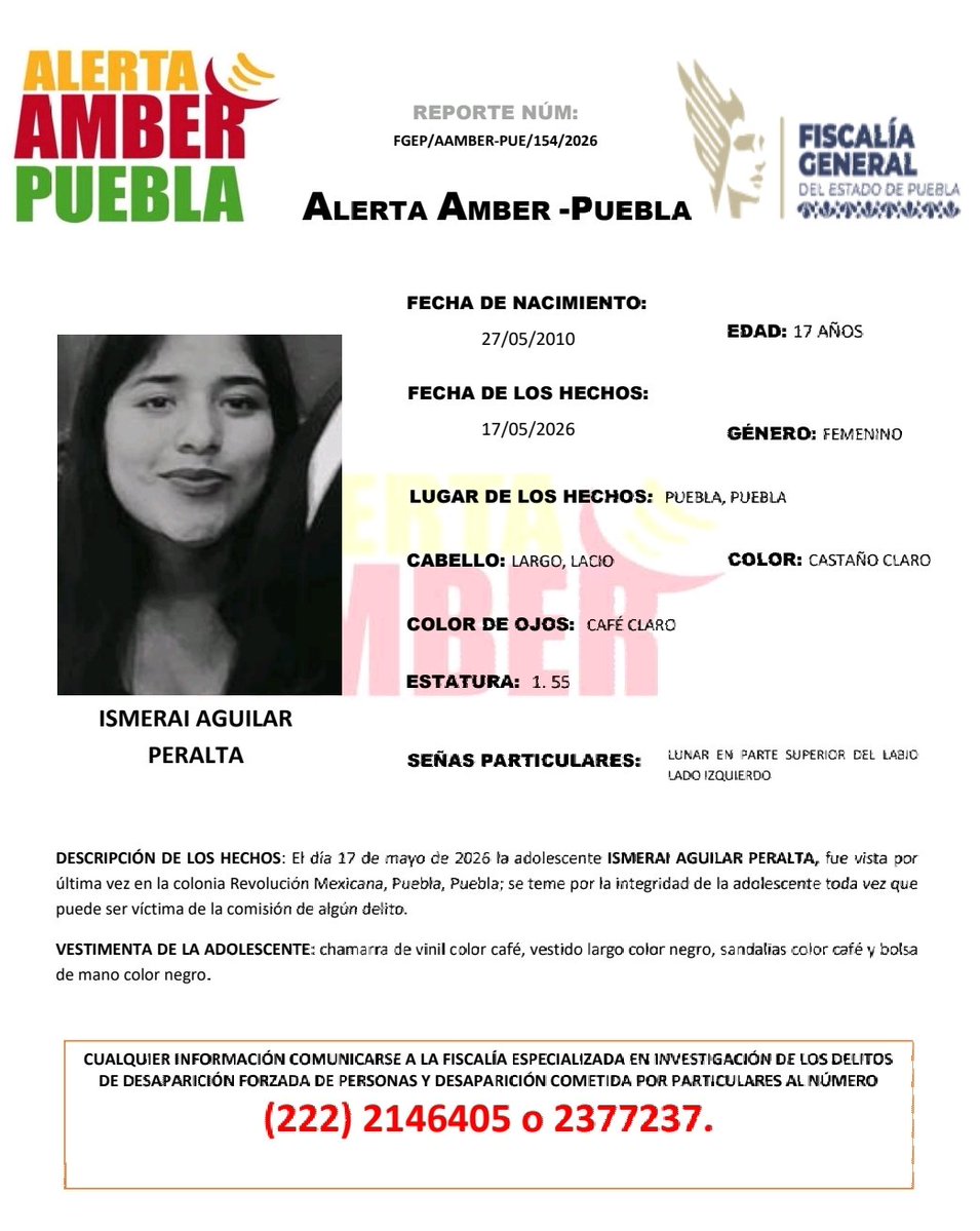 Alerta Amber Puebla tweet media