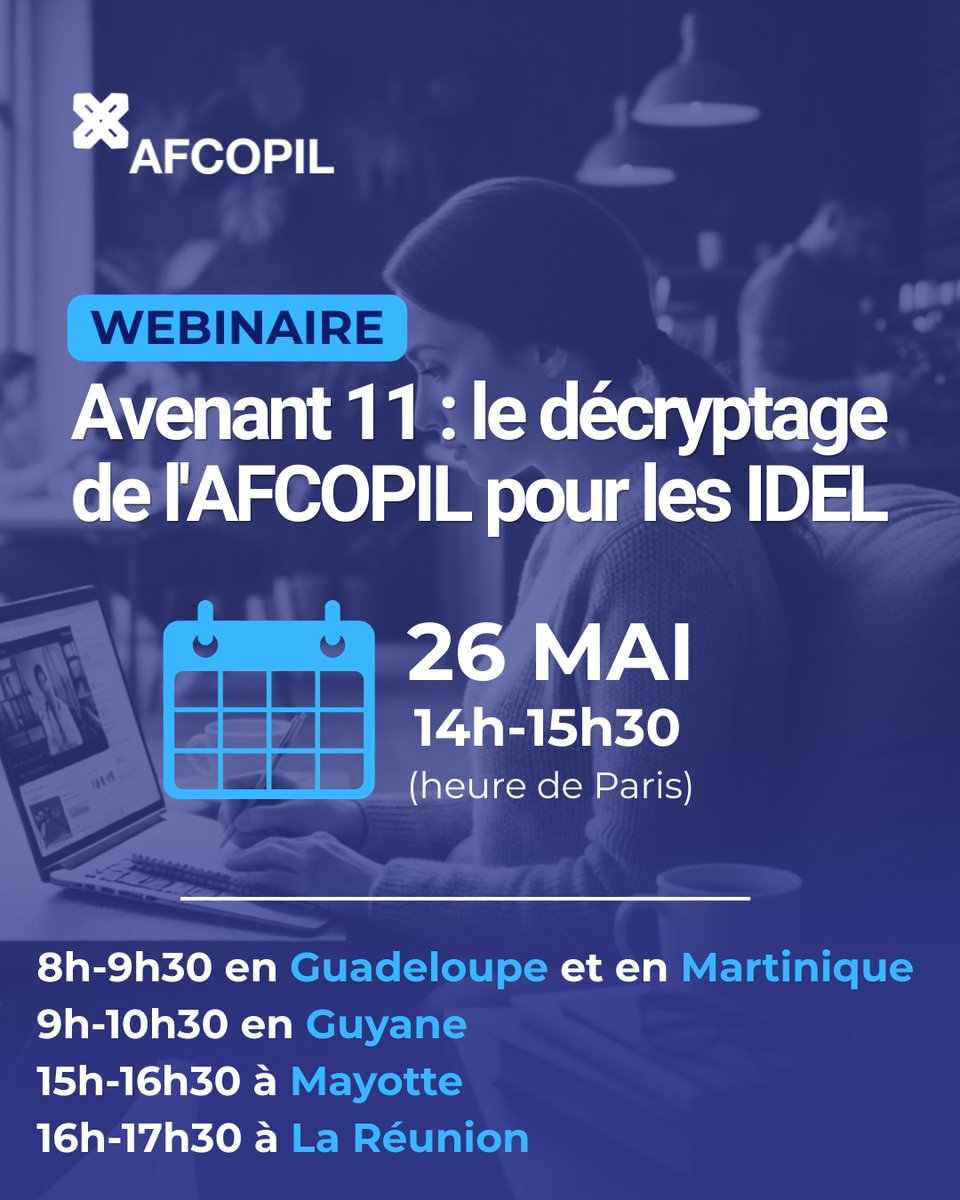afcopil's tweet photo. 🚨 Avenant 11 : quelles conséquences concrètes pour les IDEL ? Face au succès des précédentes sessions organisées, l’Afcopil vous propose une nouvelle date pour son webinaire gratuit consacré aux principales évolutions apportées par l’Avenant 11. 📅 26… https://t.co/2lIlHPUpDF https://t.co/o6PenoyjOx