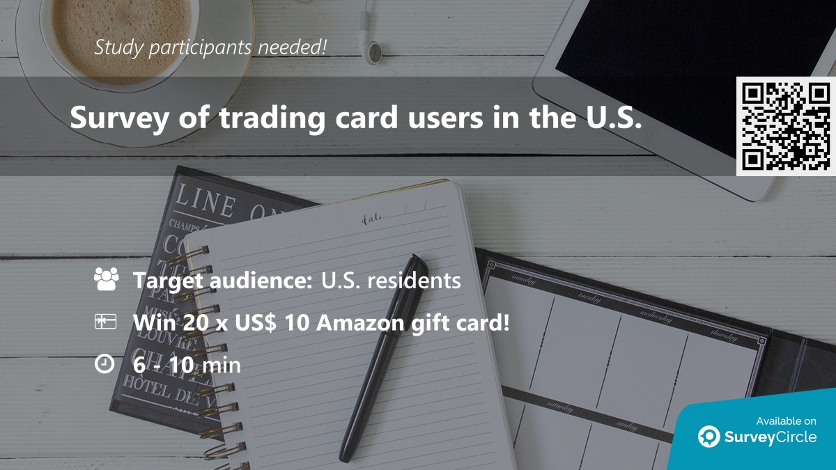 daily_research's tweet photo. Participants needed for online survey!

Topic: "Survey of trading card users in the U.S" via @SurveyCircle

#TradingCard #courtyard #UserBehavior #UserSurvey #survey #surveycircle https://t.co/VrV3gmQpz1