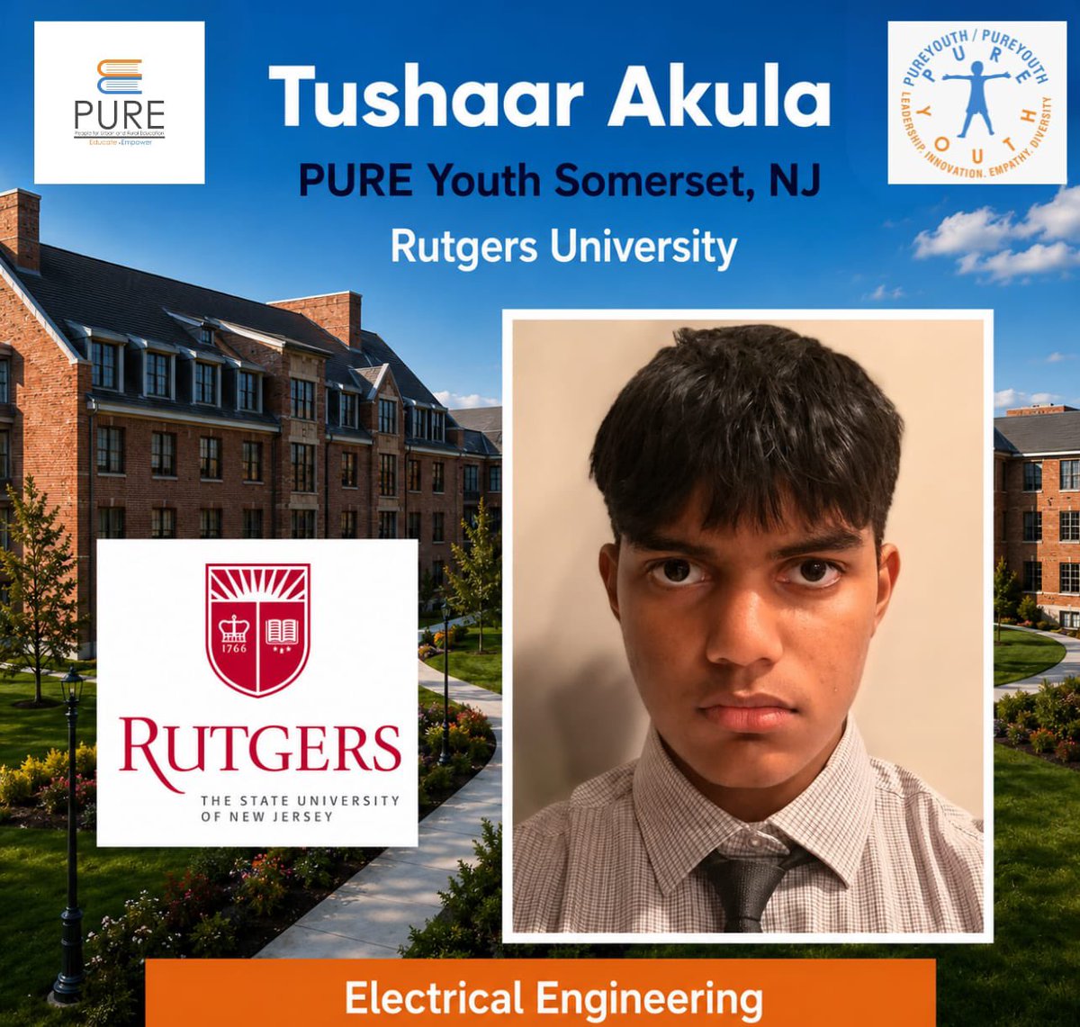 thepureglobal's tweet photo. PURE Youth Ambassadors
Class of 2026 Spotlight 🌍
STEM & Innovation Edition 🚀

✨ Anaya Iyer — RIT
✨ Vinaya Vittal — University of Pittsburgh
✨ Tushaar Akula — Rutgers

Proud to celebrate another incredible group of ambassadors pursuing journeys across STEM, research, and innovation-focused pathways.

#PUREYouth #ClassOf2026 #FutureReady #PUREGlobal @shylainspires