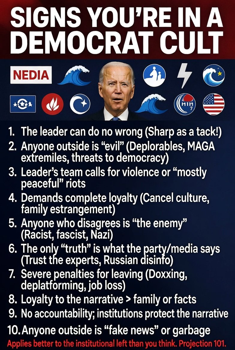 sm_logic's tweet photo. @realMrHyde420 @mtgreenee The Democrats are a cult, this fits you like a glove. @realMrHyde420 https://t.co/NKM0sVs116