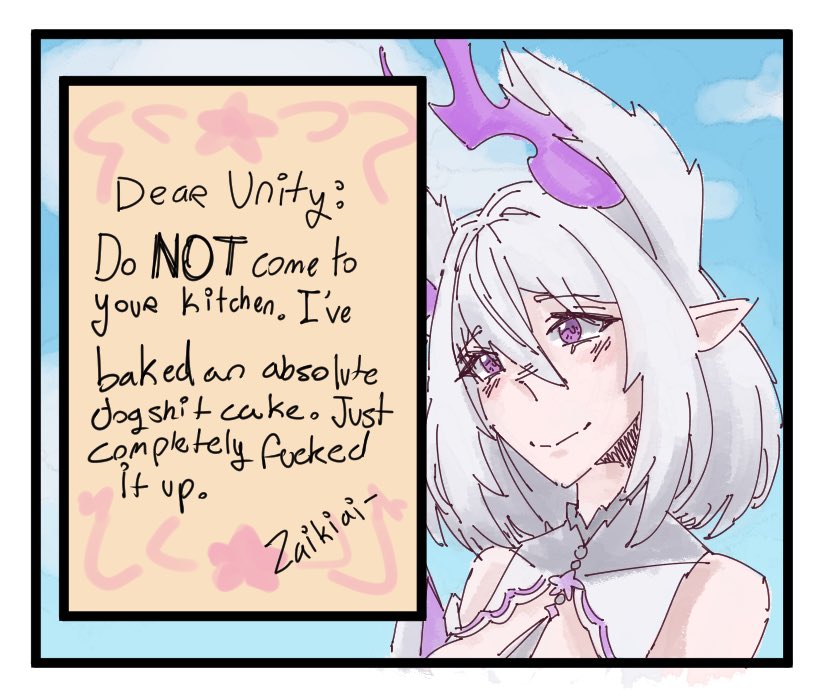 RllyUnity's tweet photo. HUGE HUGE HUGE thank you to @Niron_Legacy for the amazing birthday art!! Very sweet and funny XD thank you so much 🧡 https://t.co/FYSrKlXt2C