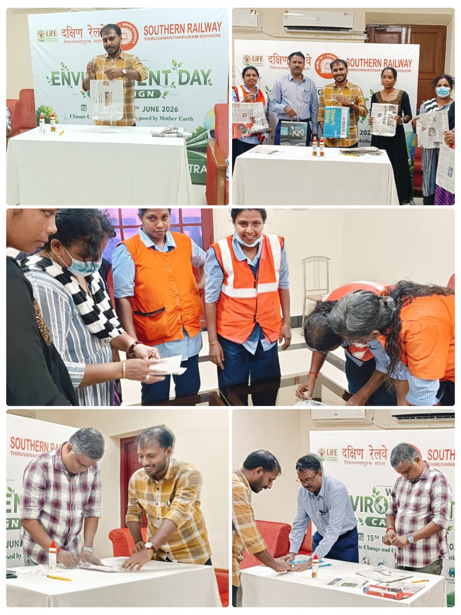 drm_tvc's tweet photo. World Environment Day 2026 pre-campaign
#MeriLiFE
A paper bag making campaign was organised at TVC station for HKAs.
AO/TVC inaugurated the campaign in the presence of SMR and CHI.
50 bags were made from used newspapers and distributed among staff. https://t.co/MWBaeCxSgd