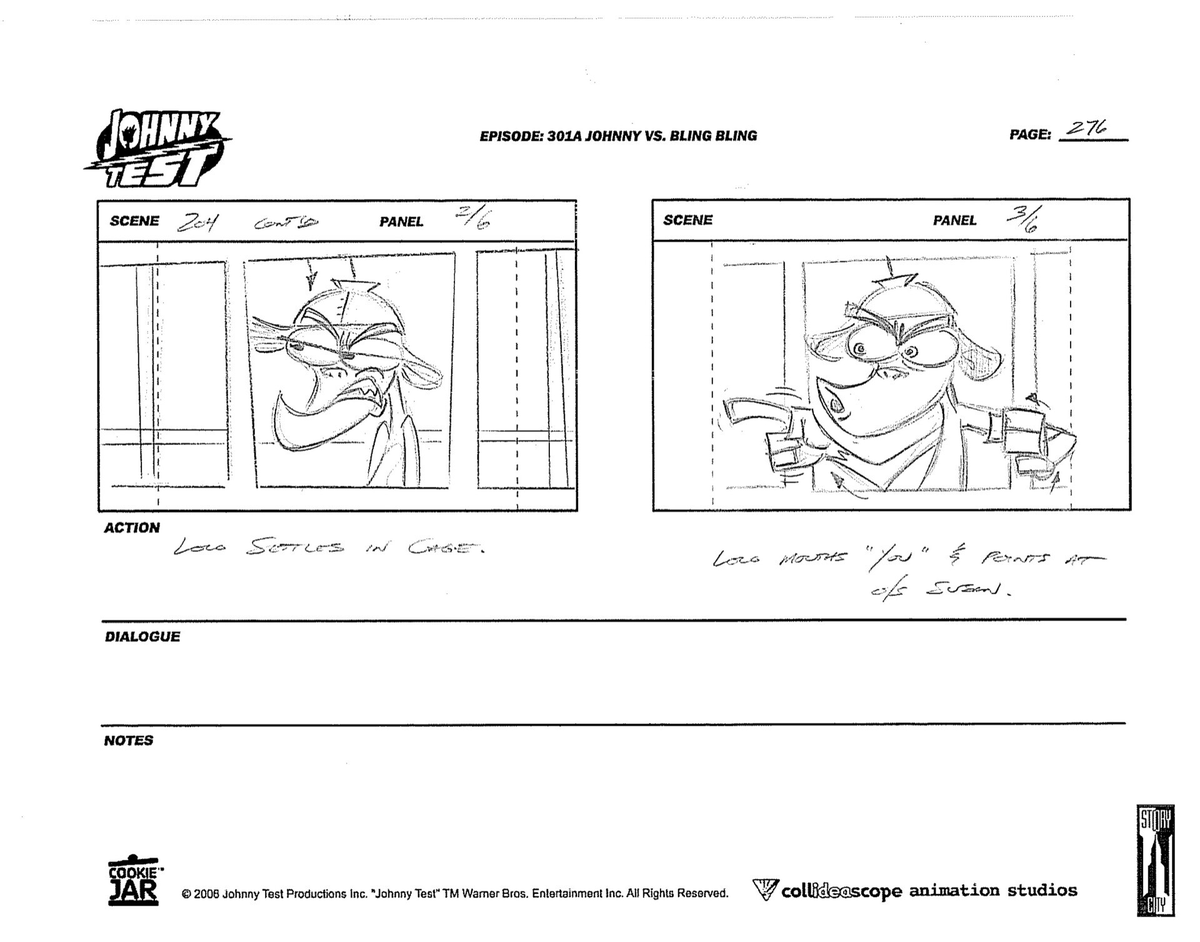 ObsurceJT's tweet photo. In "Johnny vs Bling-Bling 3", Lolo was originally gonna have more of a reaction when getting in the cage but was changed to a more kid-friendly gesture for broadcasting approval before just not getting a gesture at all in the final cut.
#JohnnyTest https://t.co/asAbQfiVR7