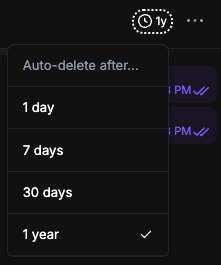 romispectrum's tweet photo. I just explored that @farcaster_xyz chat has auto-delete after 1 year as default. I really like this approach, maybe more apps should do this. Does anyone know if it is also end-to-end encrypted? https://t.co/qcy3RQvBYr