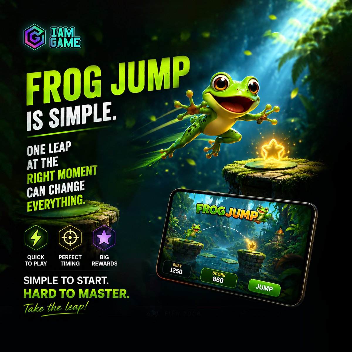 0xiamgame's tweet photo. 🐸 One jump. Perfect timing. Big rewards.

Only on IAMGAME! 

Are you ready to take the leap? https://t.co/aopNfDzGGr
