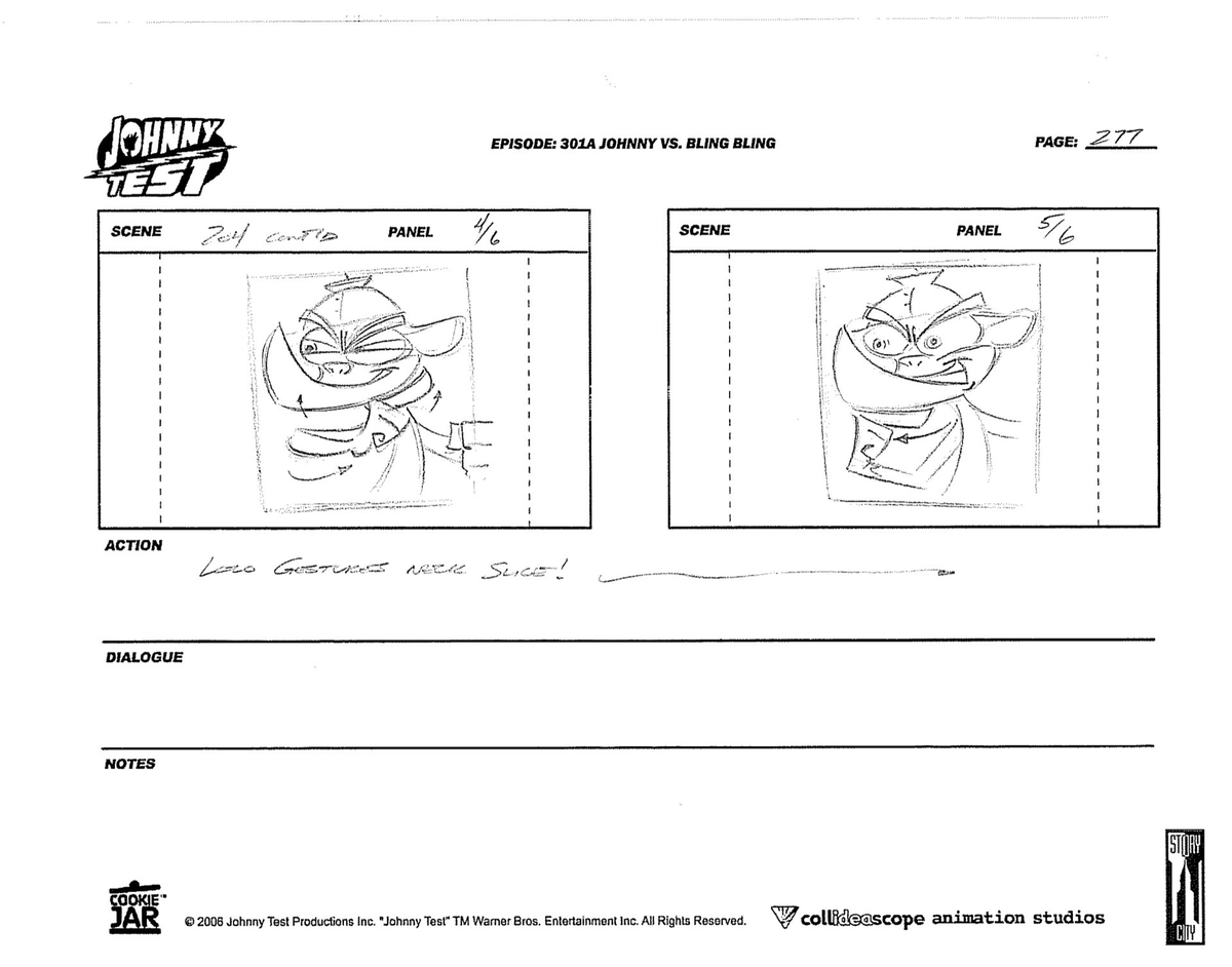 ObsurceJT's tweet photo. In "Johnny vs Bling-Bling 3", Lolo was originally gonna have more of a reaction when getting in the cage but was changed to a more kid-friendly gesture for broadcasting approval before just not getting a gesture at all in the final cut.
#JohnnyTest https://t.co/asAbQfiVR7