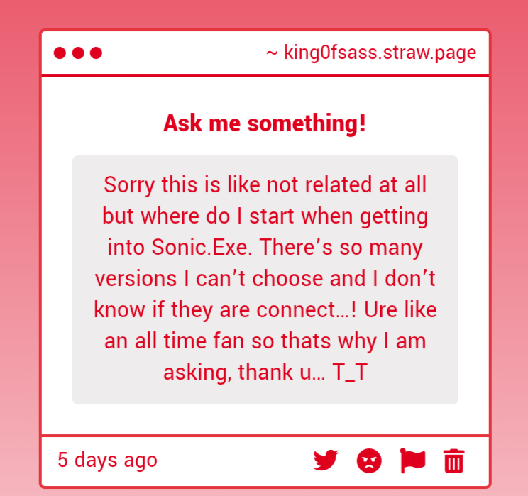 king0fsasss's tweet photo. Replyin to this on my oc account but, where i started was the og sonic exe but i knew more about lord x than the original when i was younger, but in my best opinion to help you enjoy sonic exe content is to start with the exe you enjoy the most either it be from fandom or canon! https://t.co/vtL0uLl1xR