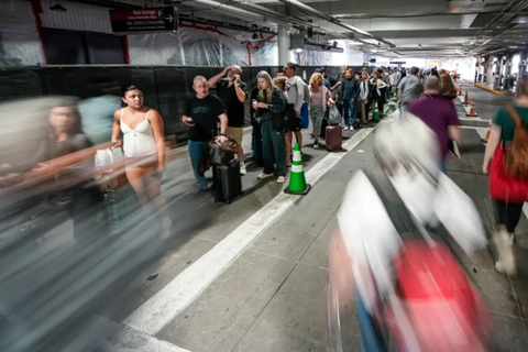 Bencpts's tweet photo. The partial government shutdown means more TSA agents are calling out of work. While some airports have long lines on some days, they could be relatively short the next. Atlanta Airport reprimanded domestic passengers for trying to  https://t.co/ai1QHH3lUh https://t.co/JXNM3c4Lsj