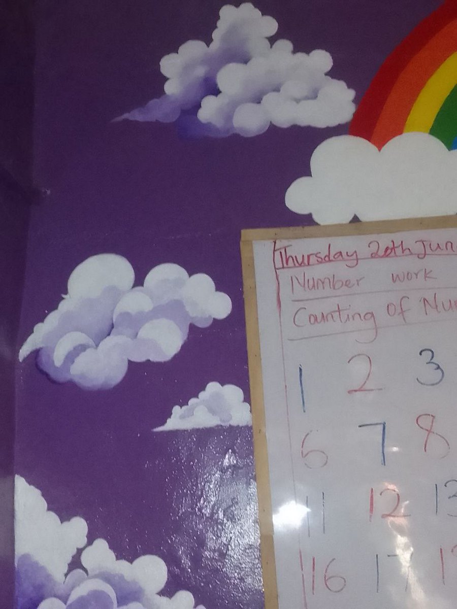 thehumanpalette's tweet photo. Client: I want the class to look nice and colourful/ maybe dreamy. But i do not want to change the background colour of the wall.

Us: Say no more.✨️🦄💜

#bezaleldreams #mural https://t.co/HPYAq90Gz6