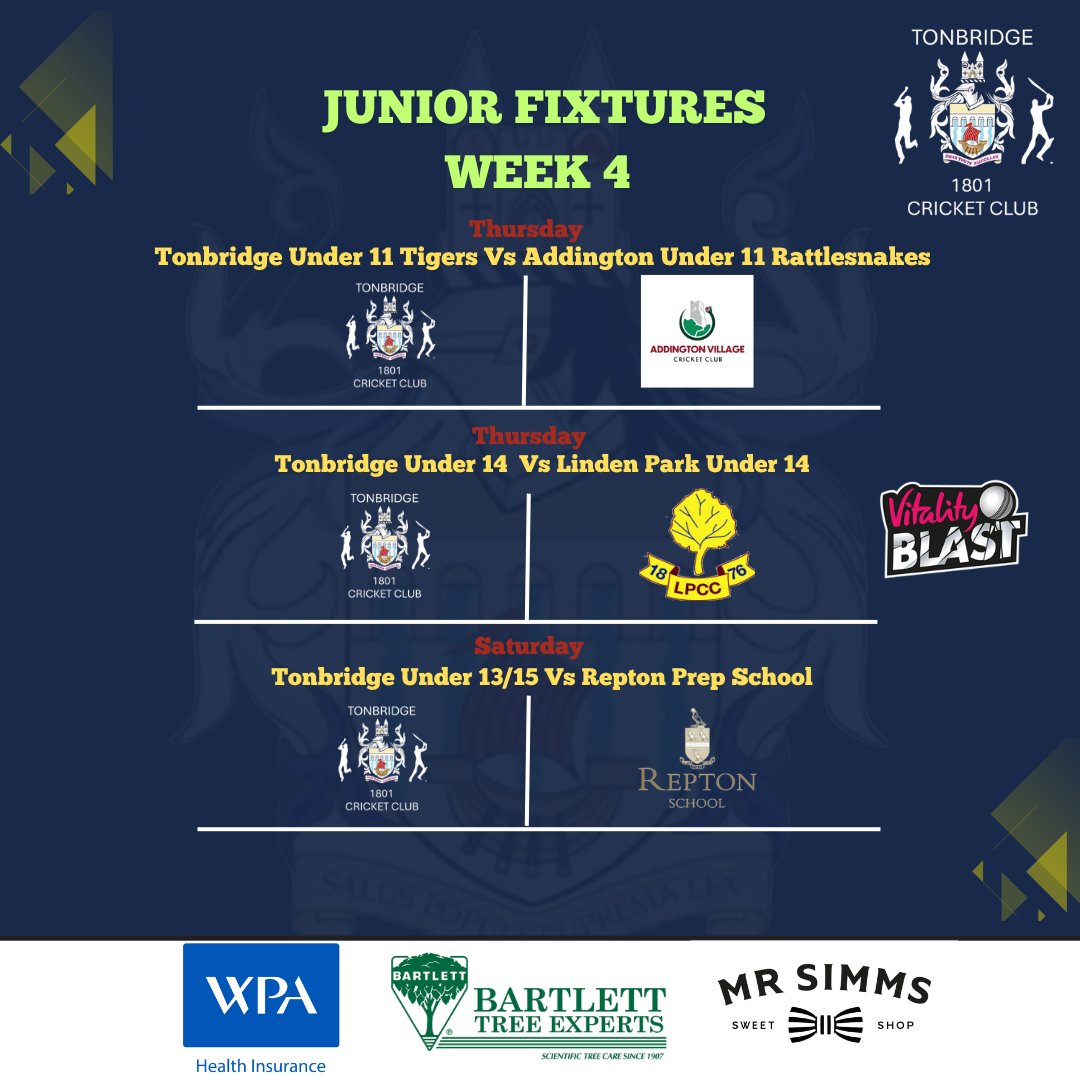 TonbridgeCC's tweet photo. Bumper week of fixtures which include a  ECB National comp U14s fixture, Repton Prep School tour match, and our first ever Women's match. So much to look forward to over the coming week.

#tcc225 https://t.co/U1ogRwX29p