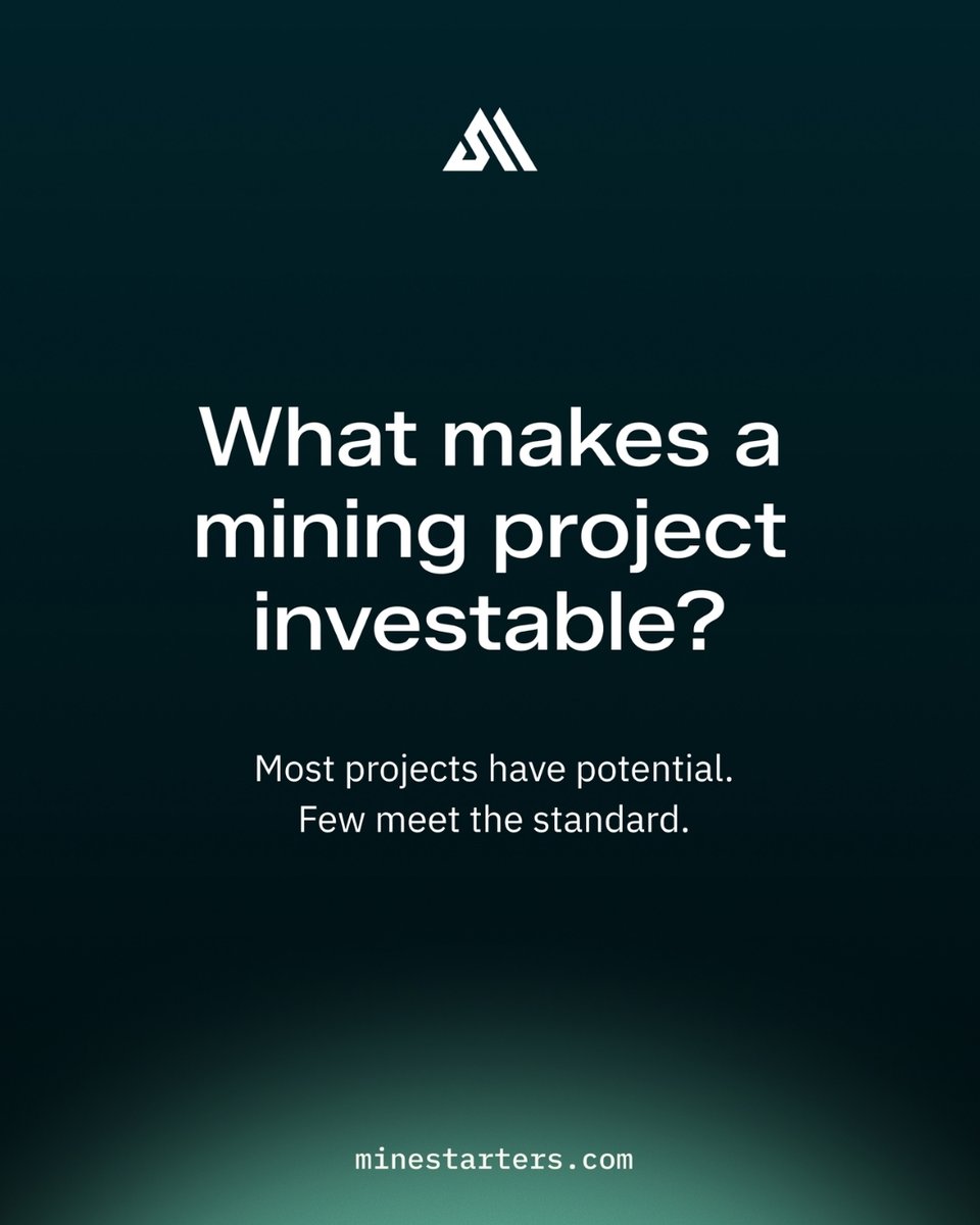 minestartersHQ's tweet photo. Most #MiningProjects don’t get funded.

Not because capital isn’t available, but because they don’t meet the bar.

Investors tend to look for a few non-negotiables.

🧵 https://t.co/ptZyo4Orp7