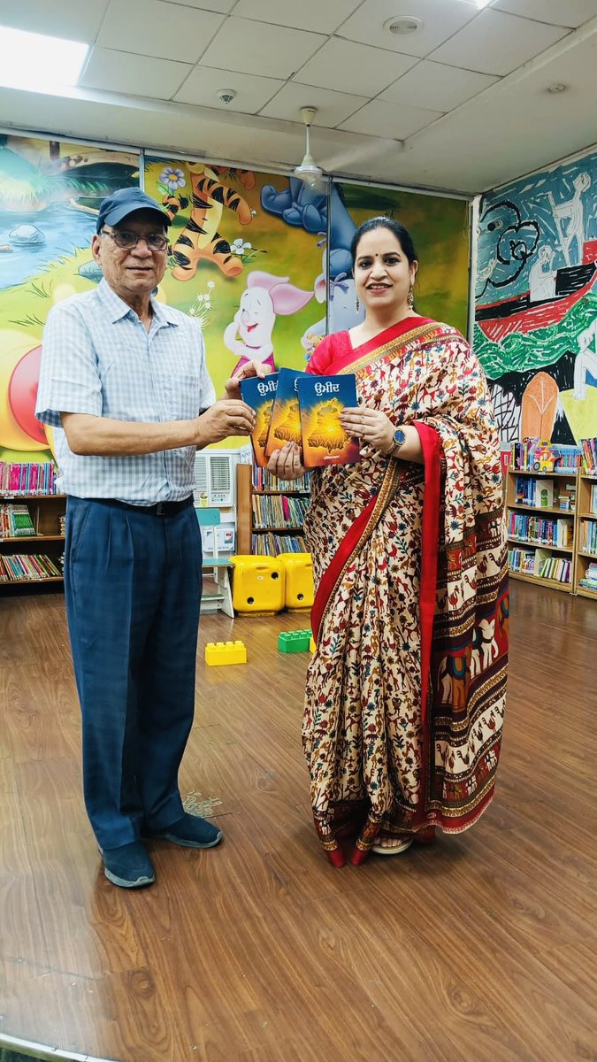 neeza_singh's tweet photo. Books donated to the Library by authors today…Sh Surinder Kumar Sharma Ji gifted his Punjabi book ‘Umeed’ to the Library &amp; Five books authored by Late Ravinder Gasso gifted to the Library by his wife today @IFLA @iflawlic @OCLC @ALALibrary @IFLA_MCULTP https://t.co/lB0JHrHqic