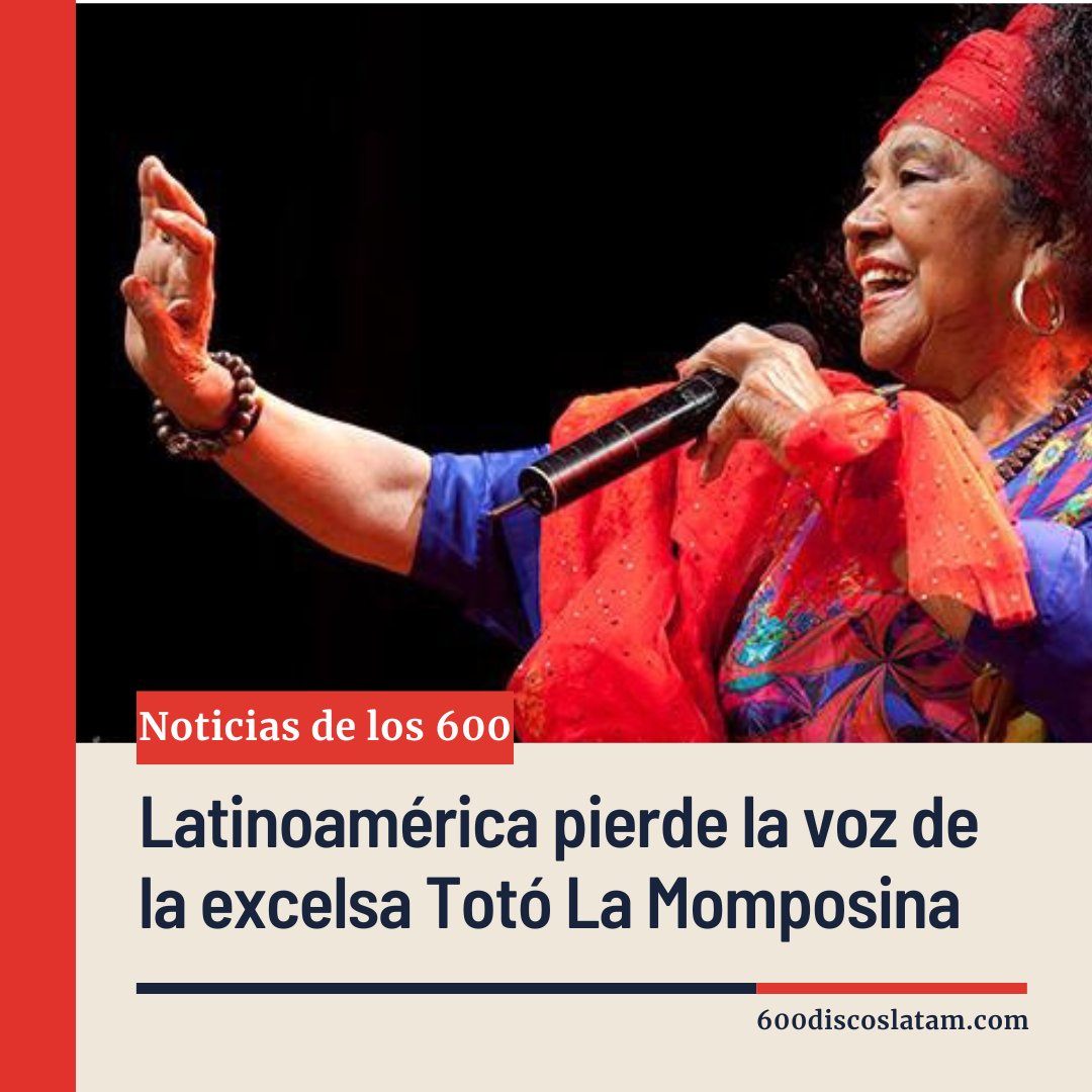 600DiscosLATAM's tweet photo. El folclor colombiano y Latinoamericano están de luto. Se fue Totó la Momposina, la reina indiscutible de la cumbia y el bullerengue. 

Es parte de los #600DiscosLATAM con su álbum "La Candela Viva" en el puesto 32 https://t.co/sGuxH16Feq