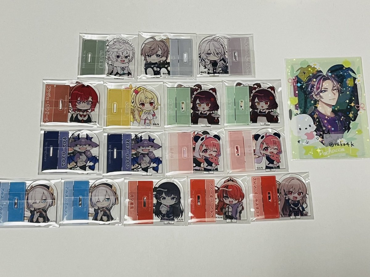 ruka4k's tweet photo. 【交換】にじさんじ チョコエッグ

譲)1、2枚目(上2段が前弾)

求)2枚目

郵送、マスコットとシールのセットでの交換のみ。
ピンク枠＞青枠
🚺2⇔🚹可能。
第1弾左上の方はピンク枠🩵との交換希望。
2枚目譲渡分は友人からになるため、少しお日にち頂きます。
よろしくお願い致します。 https://t.co/GFj5du4Ca7