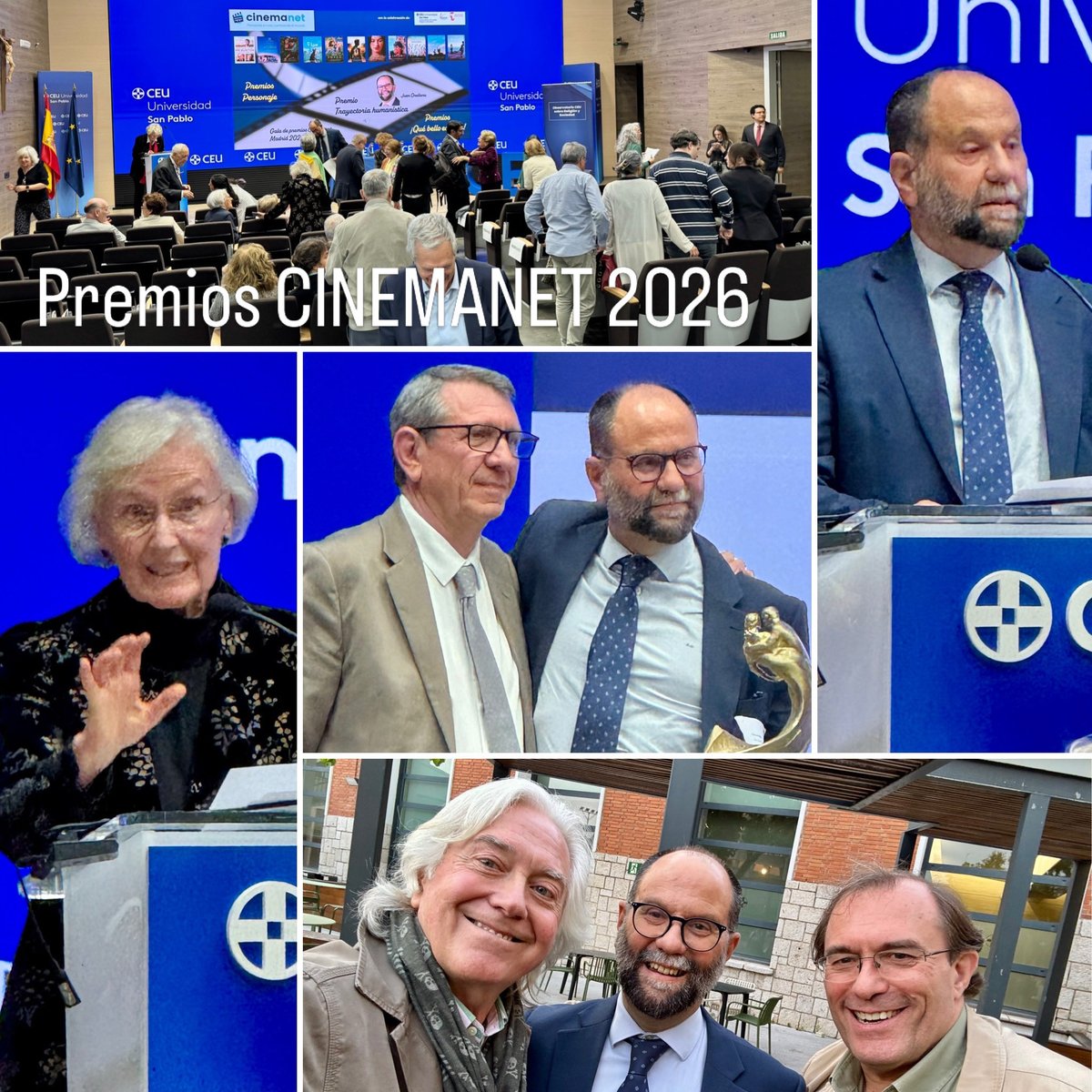 Adolfo_Teran's tweet photo. @APDIJUPM 
En la gala de entrega de los premios CINEMANET 2026 en el apartado “Personaje” ha sido galardonado por su trayectoria humanística D. Juan ORELLANA. Juan es profesor del Curso de CINE de la Asociación de Profesores Jubilados de la Universidad Politécnica de Madrid🤩🎓💖 https://t.co/IyWKnZtTZc
