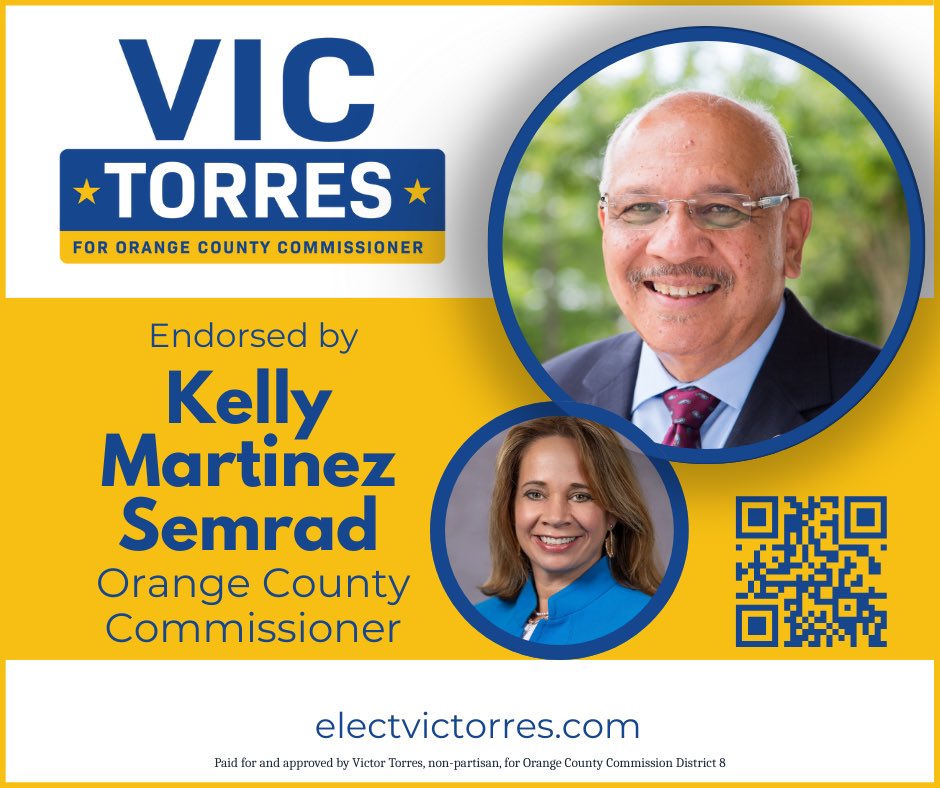 VicTorres_FL's tweet photo. Thankful for Commissioner Kelly Martinez Semrad’s endorsement.
#ElViejito #ThatBusDriver
#HeisBack #OCDistrict8 https://t.co/Wdm1MCmRsK