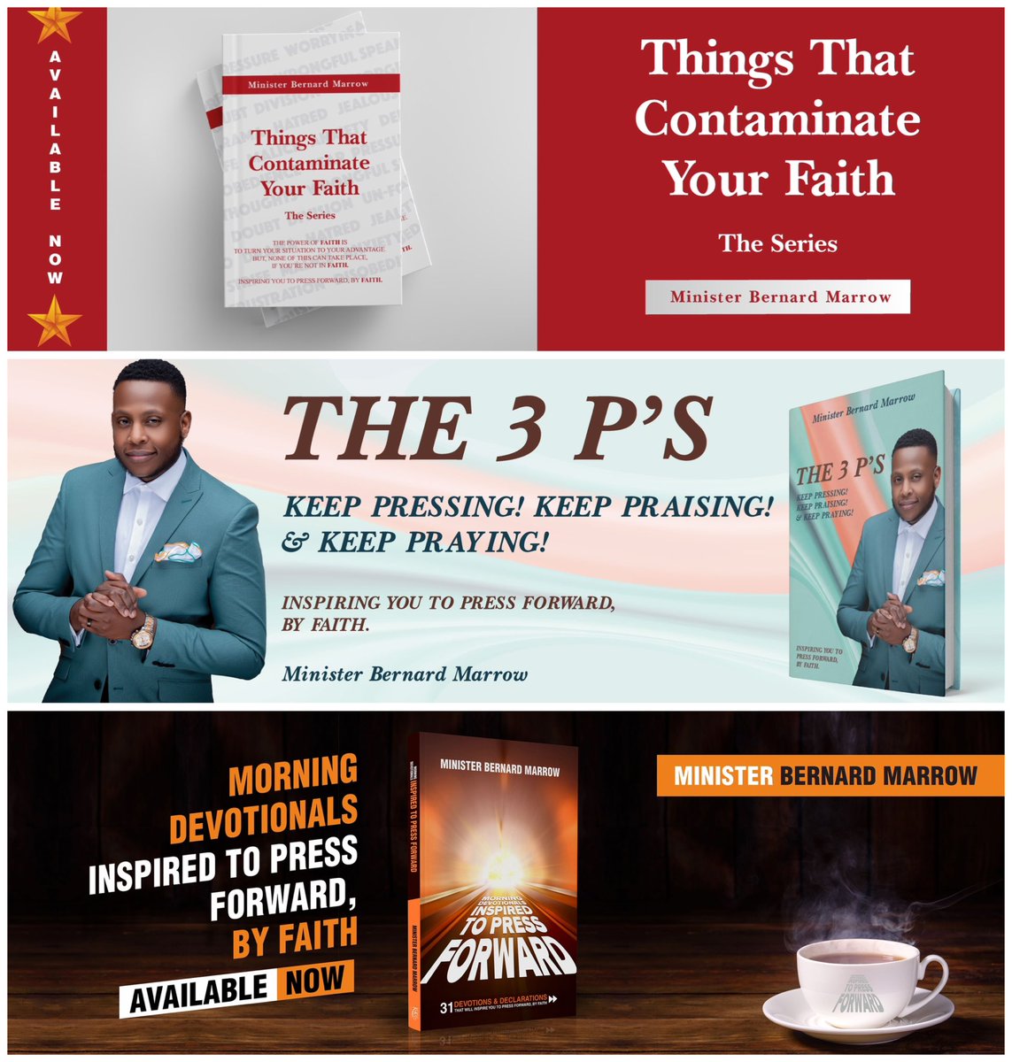 SHOPBFWG's tweet photo. Hey Family!
Looking for a great inspirational read? 
Check out @MinMarrow latest books! 

Always Inspiring you to press forward, BY FAITH! 

AVAILABLE AT https://t.co/IrbcqQRTTy 
Also Available On Amazon &amp; Walmart
#ShopBFWG #BFWGMinistry #ByFaithWeGood #KeepYourFaithInMotion https://t.co/edpdXxvvFq