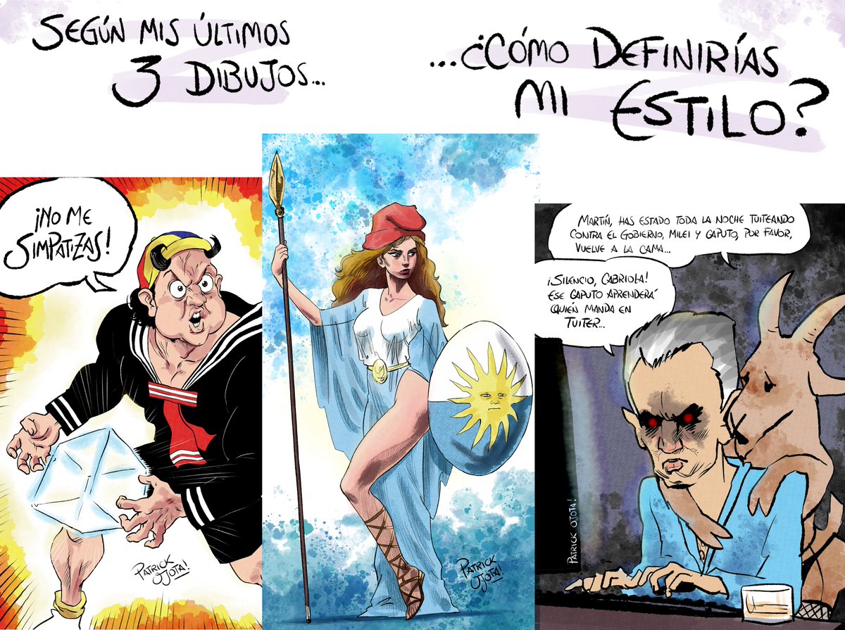 PatrickAbrazos's tweet photo. Hola soy Patrick Ojota y soy un dibujante intentando abrirme paso en medio del caprichoso algoritmo de X...

Según la comunidad de artistas de redes, por ser de derecha nada de lo que hago es arte... ¿Será cierto?

¿Merecen mis dibujos llegar lejos?
¿O se merecen el ostracismo? https://t.co/Xi71hUXdfD
