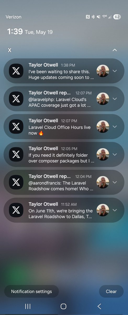 sampizzo's tweet photo. @taylorotwell @taylorotwell you're the only person allowed to spam my phone. All other notifications are irrelevant! https://t.co/Mq4iUFnDqO
