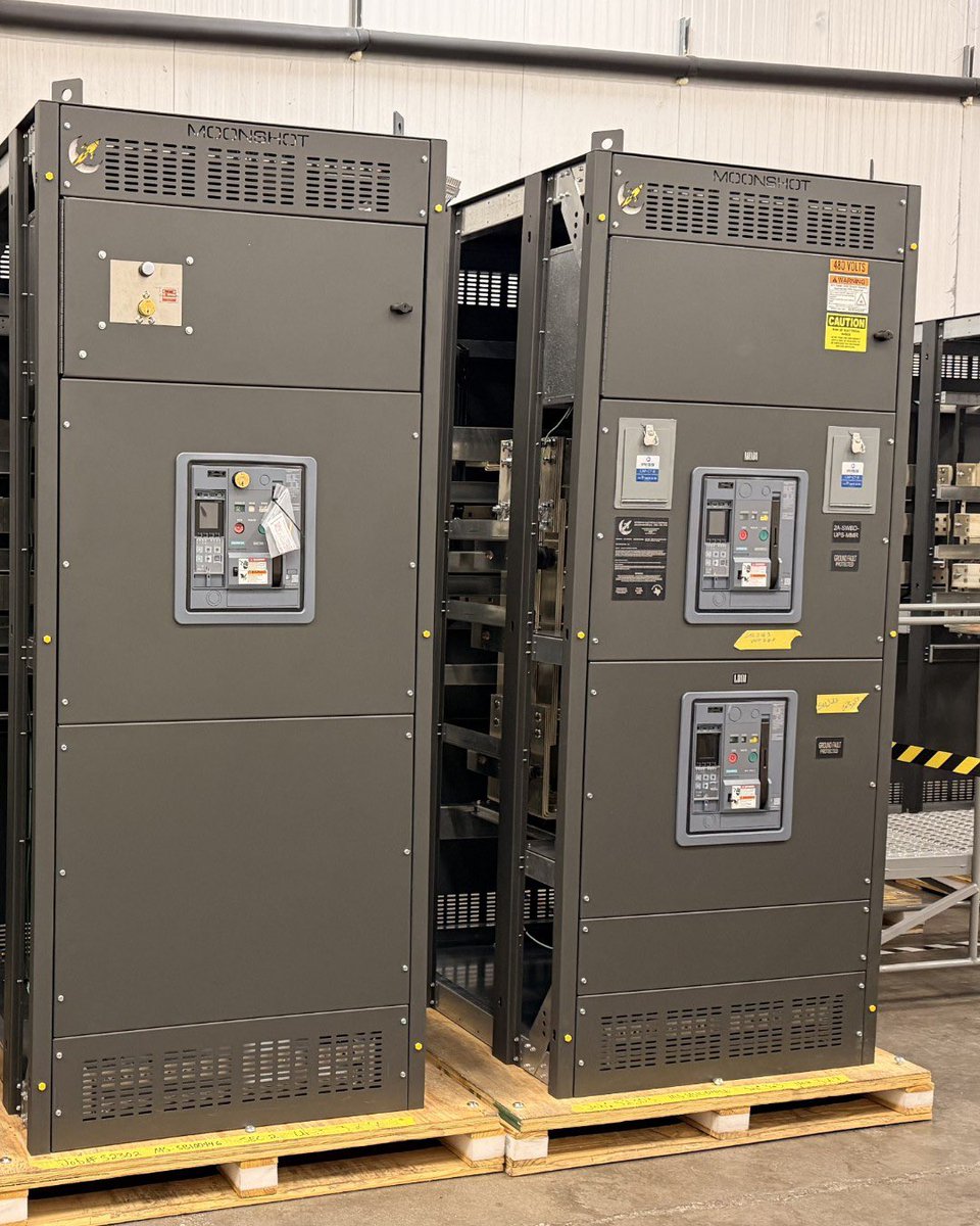 moonshotmining's tweet photo. 1600A UPS Bypass Switchboards.
QA/QC passed. Final inspections complete. Ready to ship. ⚡

Built for critical environments where uptime is not optional. From clean assembly to rigorous testing, these units are another example of the precision, speed, and execution the Moonshot team brings to every project.

This is the infrastructure behind AI, hyperscale, and next-generation power distribution.

Built in America. Built to perform.