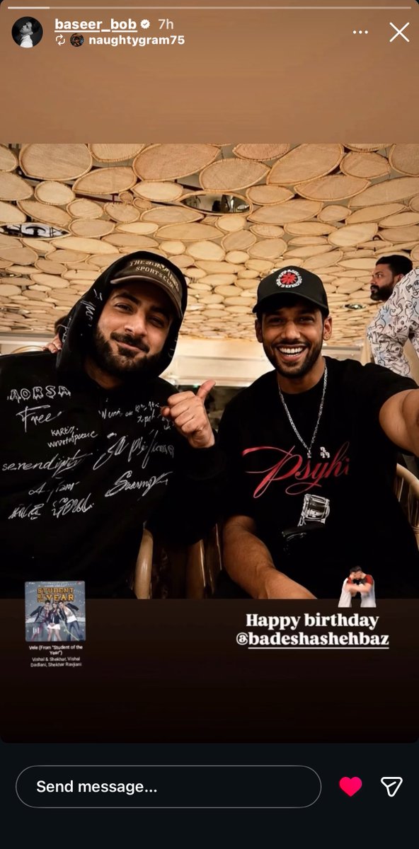 OFCShehbazArmy's tweet photo. A special birthday moment made even better with warm wishes from #BaseerAli to #ShehbazBadesha 🎉 True friendships and genuine bonds always make celebrations more meaningful. Wishing @ShehbazBadesha a year filled with happiness, growth, unforgettable memories, and endless love from everyone who supports him ❤️✨ #HappyBirthdayShehbaz #ShehbazKeBazigars @Baseer_Bob