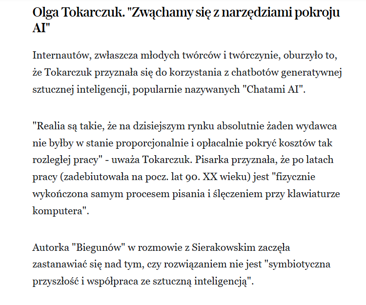 KomKryz's tweet photo. Tokarczuk zbyt zmęczona, by pisać bez AI.
Nie pisz więcej kochana, po prostu.
Taką samą radę mamy dla plagiatorów: kochani, nie piszcie więcej, po prostu.
Nie musicie. 
Kochana Olgo, nie jesteś jeszcze w piekle podłączona do wiecznie wypluwającego słowa czatu GPT
To tylko zły sen https://t.co/dKwWUITVMx