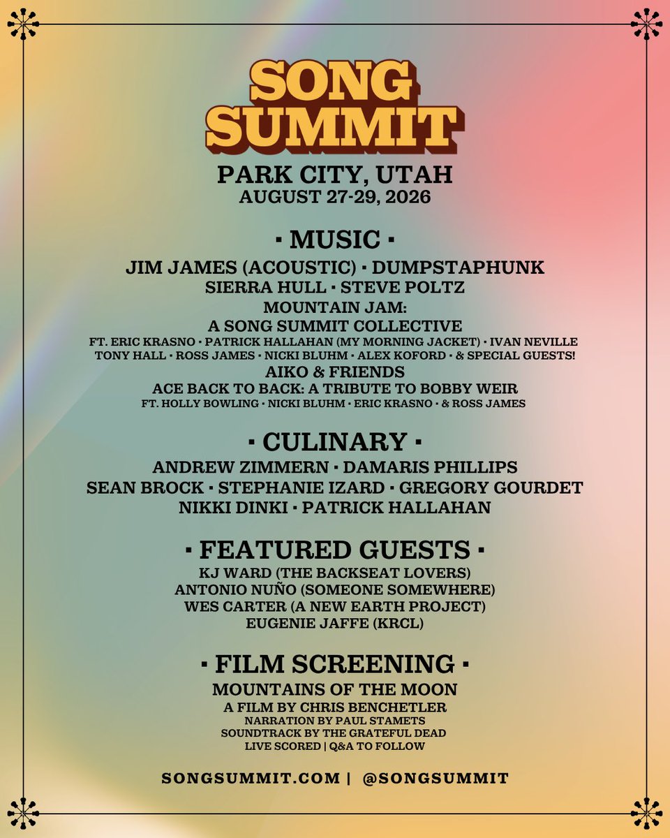 dumpstaphunk's tweet photo. Just Announced!! #ParkCity, UT we’ll see you at this summer’s Song Summit, going down August 27–29 ⛰️⚜️

Limited early bird tickets available now, grab yours while you can!

#songsummit #songsummit2026 #ss2026 #dumpstaphunk #putitinthadumpsta https://t.co/tQIKs6ebk4