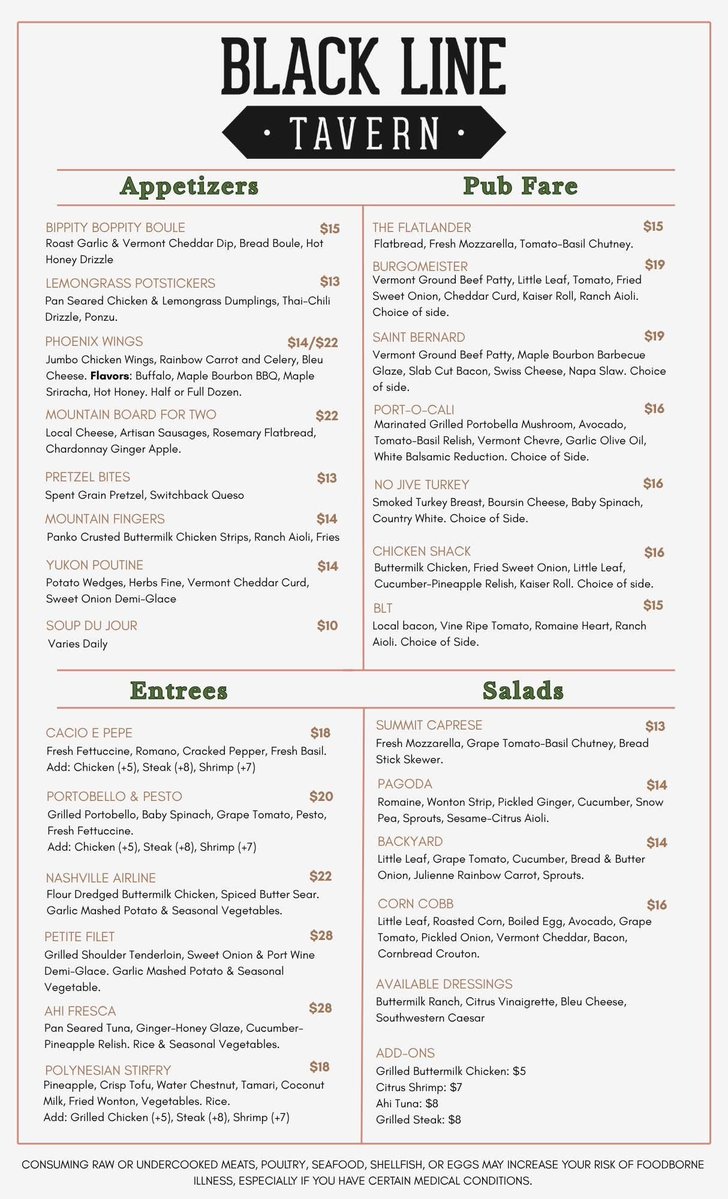 SkiMagicVT's tweet photo. New menu from Chef Dave hitting the Tavern for the summer starting Wednesday! 🍻 https://t.co/QRxTYHXWOI