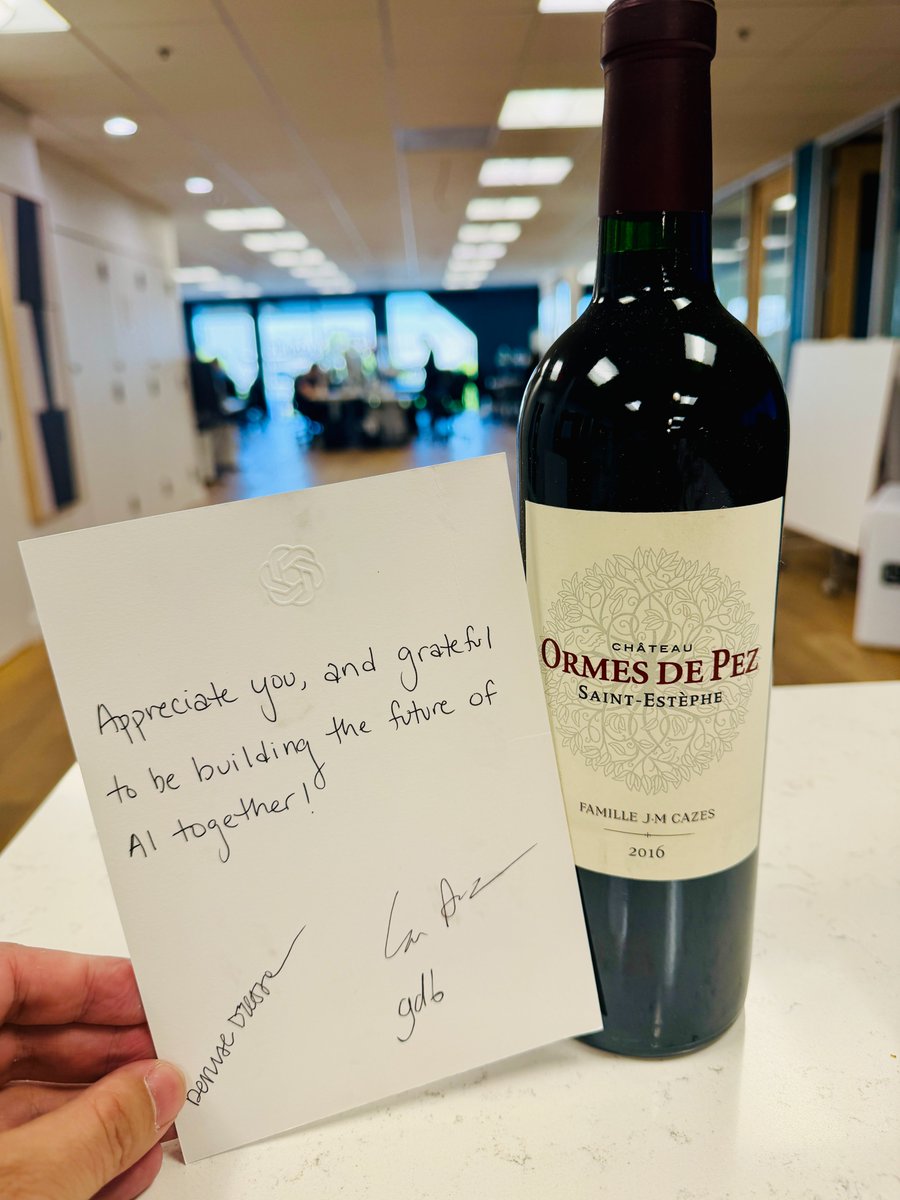 Thank you very much, Sam (@sama), Greg (@gdb), and Denise, for the red wine. ♥️
Genspark really app...