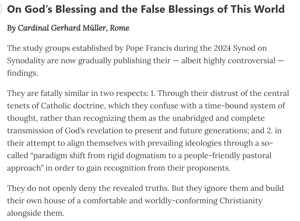 gormack0's tweet photo. Cardinal Muller is the only one to speak out against blasphemous heresy! https://t.co/wkwmm4DZ72