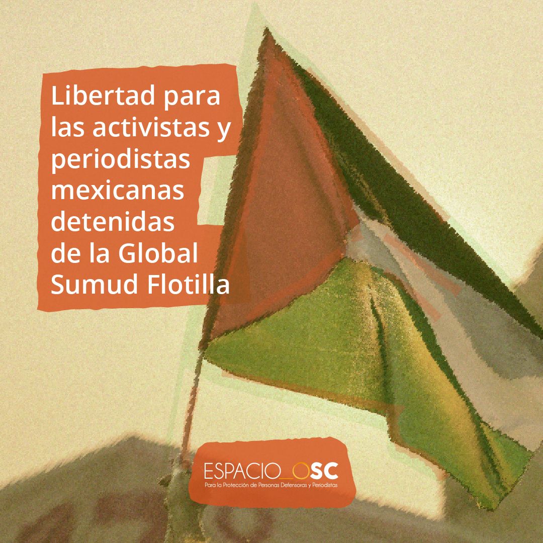 EspacioOsc's tweet photo. #Alerta 🇵🇸

Nos sumamos a la exigencia por la libertad de las activistas y periodistas detenidas de la @gbsumudflotilla por fuerzas de seguridad israelíes, entre ellas las mexicanas Violeta Núñez, Sol González Eguia y Paulina del Castillo Poblan 🇲🇽.

1/2 https://t.co/I7e1nRVC59