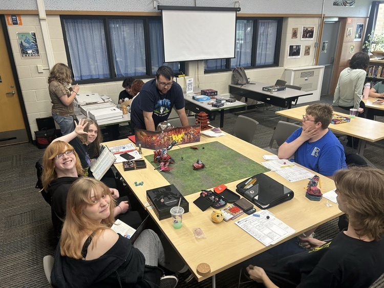 MCCSpartans1's tweet photo. 40 people attended our last Family Game Knights of the year!  We had special visitors from the CMU game design and press program! Next year we may have to meet in the cafeteria! https://t.co/f2YsbQGaw1