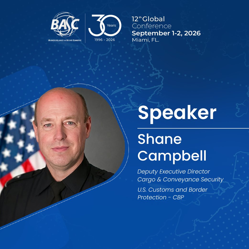 WorldBASCOrg's tweet photo. Global leaders, CBP authorities, U.S. business executives, and international experts will come together to share insights on secure trade, innovation, and the future of global supply chains. 🤝 🌎 https://t.co/OOD134AAts