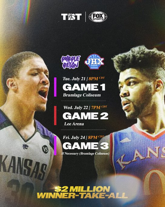 TreNCAAChile's tweet photo. El TBT que da 2 millones de dólares al ganador trae un Kansas State Alumni vs Kansas Alumin.

Michael Beasley vs Frank Mason

Al mejor de 3. https://t.co/06CyZHPvB8