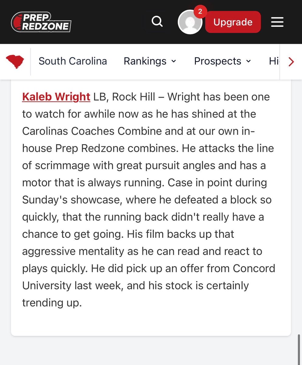 Kaleb_Wrigh's tweet photo. Thanks @PrepRedzone for another great write up and the recognition I’m very grateful  @RHHSBearcatsFB  @BoulwareLeon @SpaceCoachOL @SCSportsNow  @Coach_Jarvis_  @2sixTrainingLLC @JibrilleFewell @baby_pac3  #Earnit https://t.co/uWsMtSbWX3