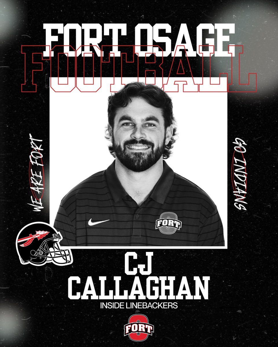 FortOFootball's tweet photo. Joining us from the college ranks, Coach Callaghan will be coaching our Inside Linebackers. Welcome to Fort Osage!

#WeAreFort 🟥⬜️ https://t.co/n3nQERm6Wn