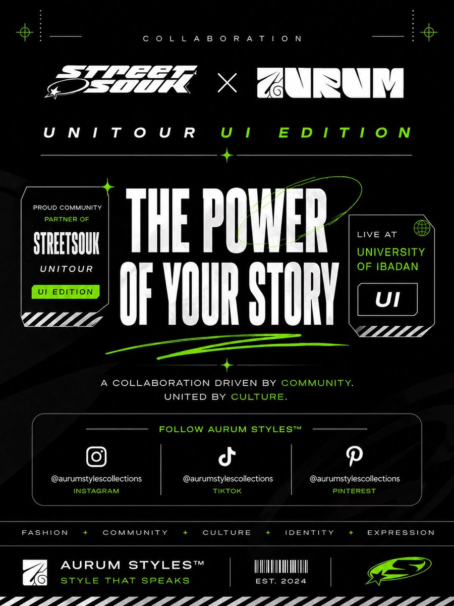 aurum_styles's tweet photo. Sheeeeessshhh! 🔥🔥 It's finally hereeeeee. The streetwear uni tour of the century will be live on Thursday, 21st of May, 2026. Aurum will be there in collaboration with @streetsouk to grace your presence. 

We will be serving style, vibe, sass, culture and everything streetwear. https://t.co/UEKqLXmEQa