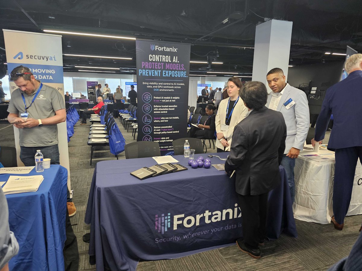 fortanix's tweet photo. Great conversations at the #Carahsoft #AIforGovernment Summit 2026 🇺🇸

Fortanix connected with public sector leaders on #securingAI for government organizations through:
• #ConfidentialAI &amp; attestation
• Protection of sensitive models/data in use
• Reduced AI exposure https://t.co/9Zu1gsifHG