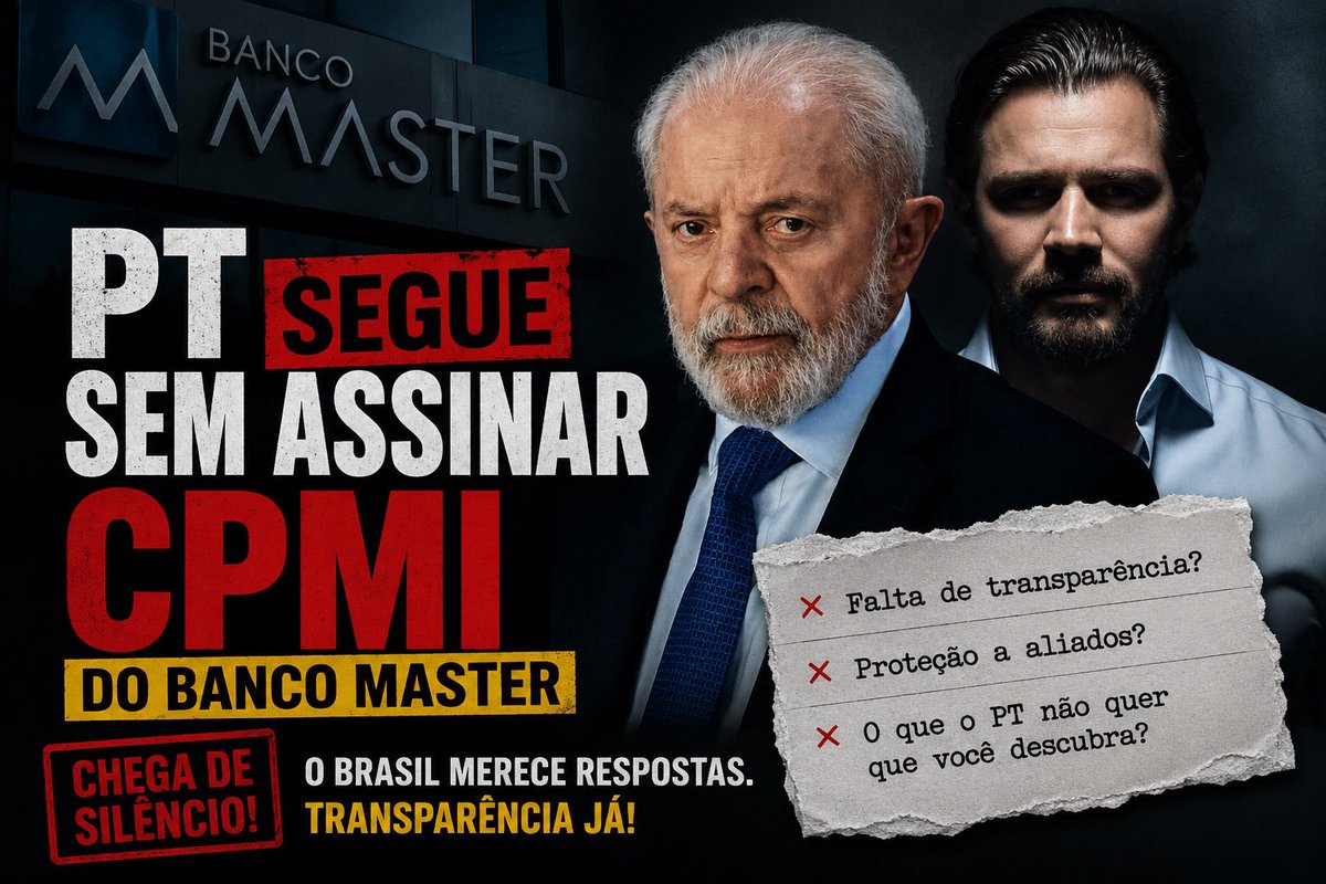 FormigaIsabelle's tweet photo. 🚨 — PT segue SEM assinar a CPMI do Banco Master.
Coincidência ou medo do que pode aparecer? 👀
Quem não deve, não teme!
#cpmi #bancomaster #vorcaro #cpmibancomaster #corrupção https://t.co/znDAzx5DP4